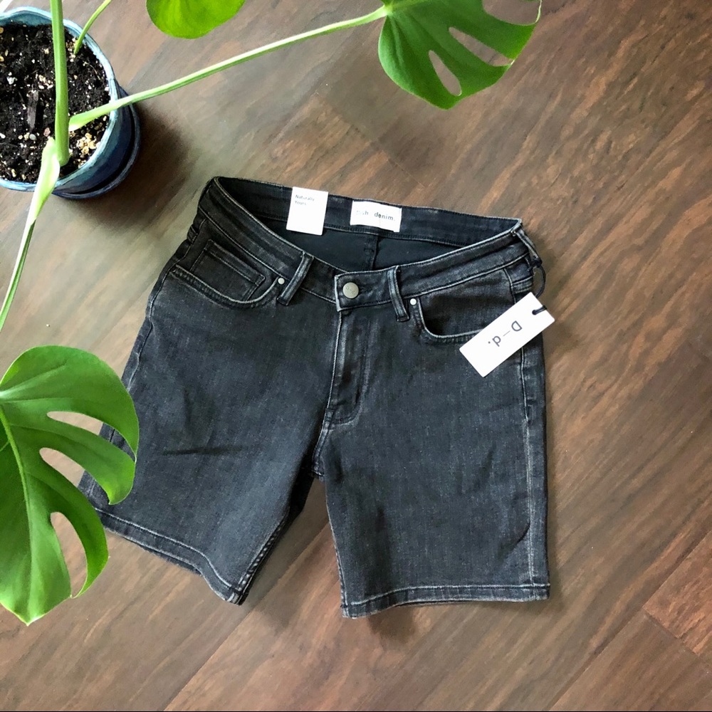 Black denim shorts
